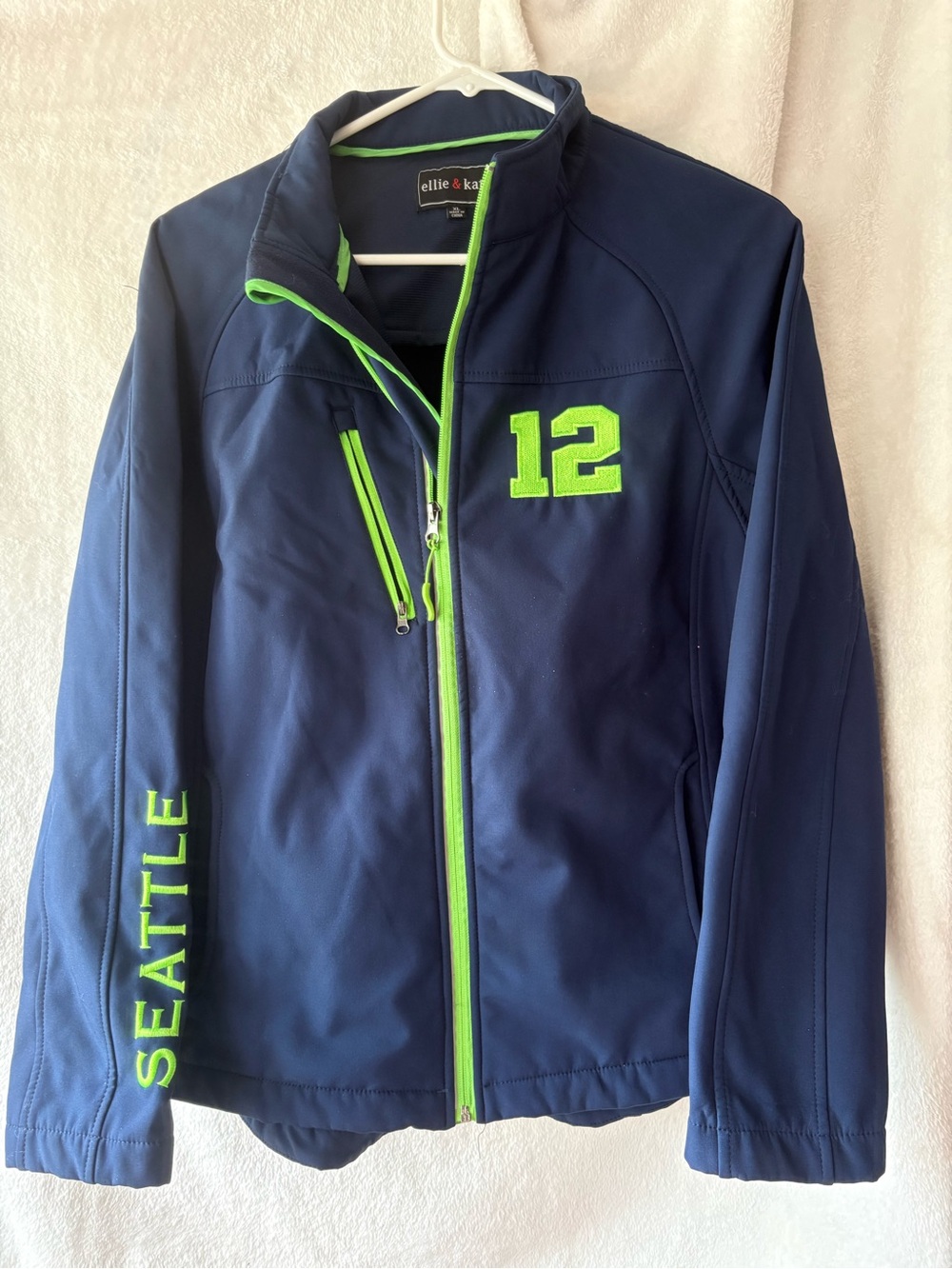 Ellie & Kate Seattle Seahawks 12 Navy Green Jacket XL
